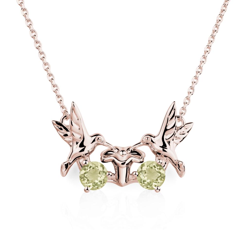 Lemon Quartz Two Stone Hummingbird Necklace | LUO Jewelry #metal_14k rose gold