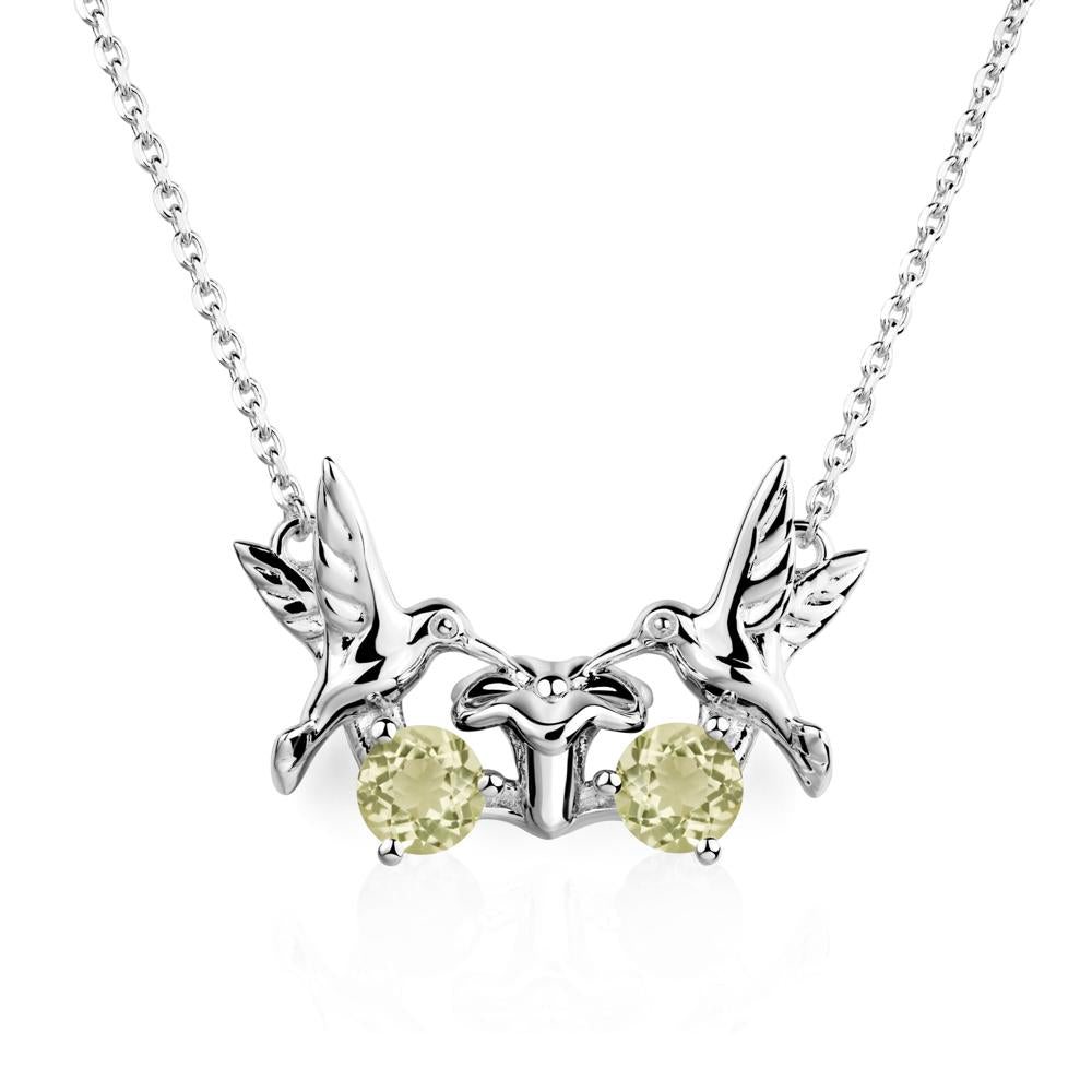 Lemon Quartz Two Stone Hummingbird Necklace | LUO Jewelry #metal_14k white gold