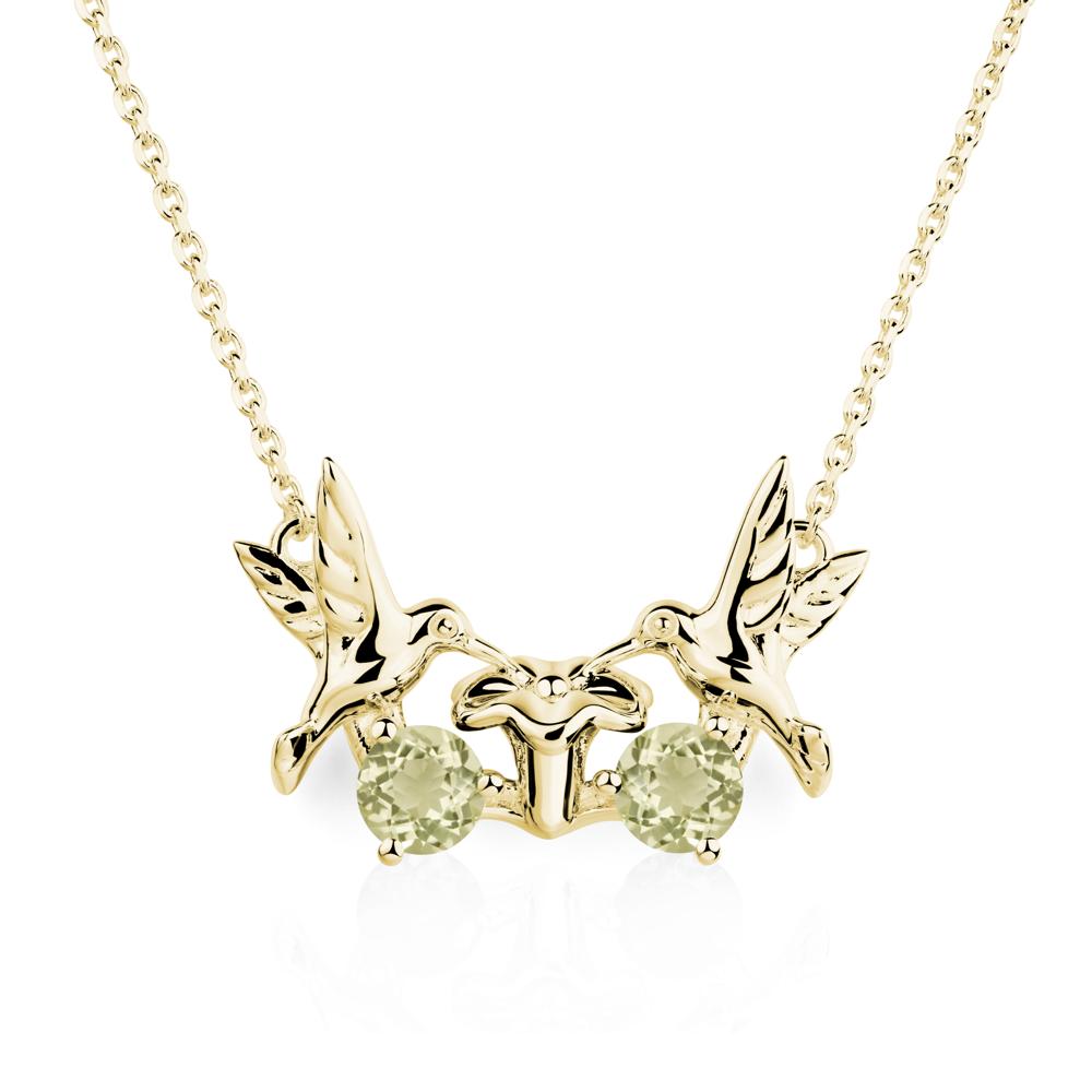 Lemon Quartz Two Stone Hummingbird Necklace | LUO Jewelry #metal_18k yellow gold