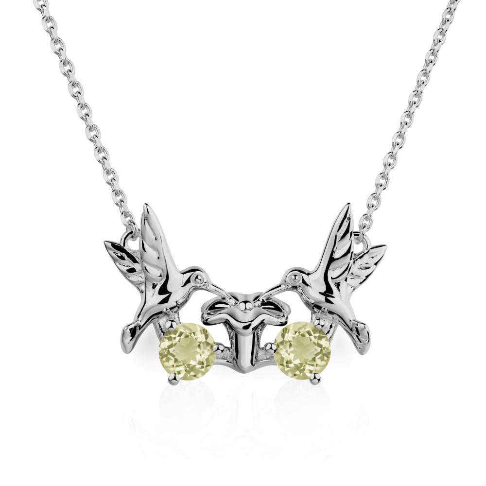 Lemon Quartz Two Stone Hummingbird Necklace | LUO Jewelry #metal_platinum