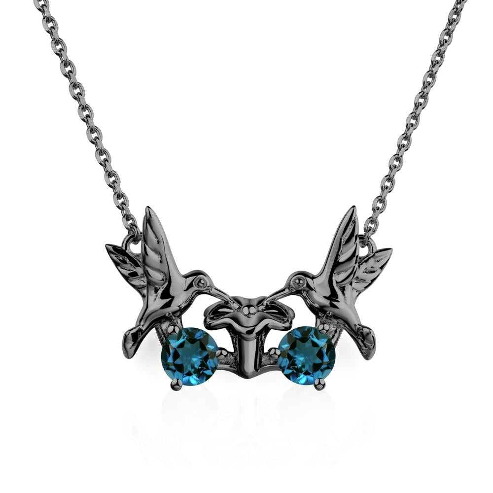 London Blue Topaz Necklace Hummingbird | LUO Jewelry #metal_black finish sterling silver