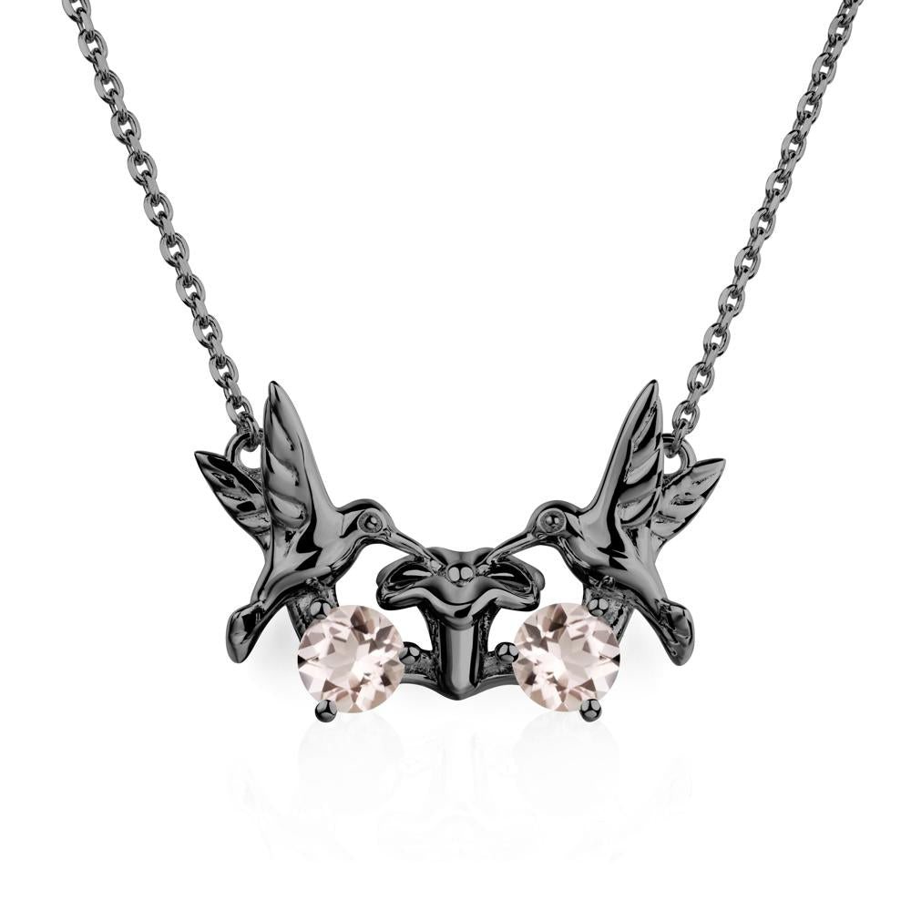 Morganite Necklace Hummingbird | LUO Jewelry #metal_black finish sterling silver