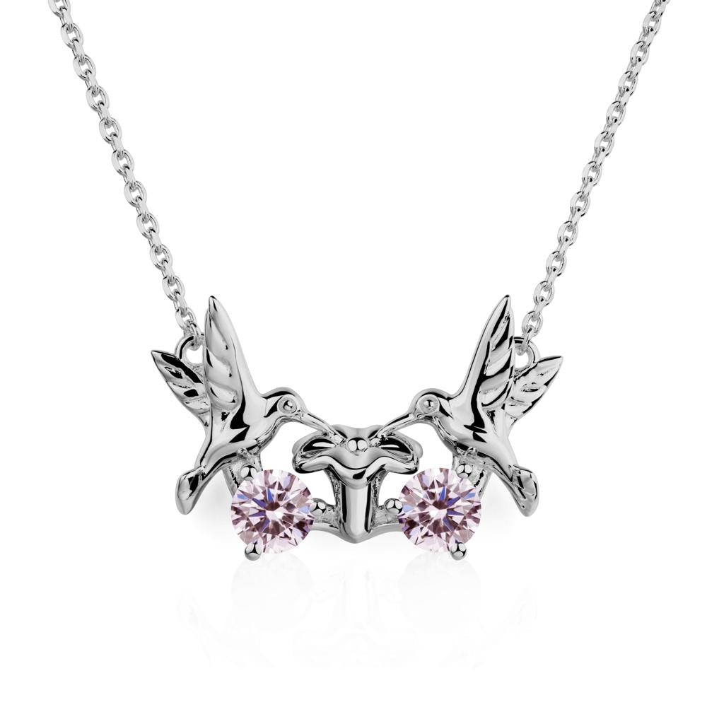 Pink Cubic Zirconia Two Stone Hummingbird Necklace | LUO Jewelry #metal_platinum