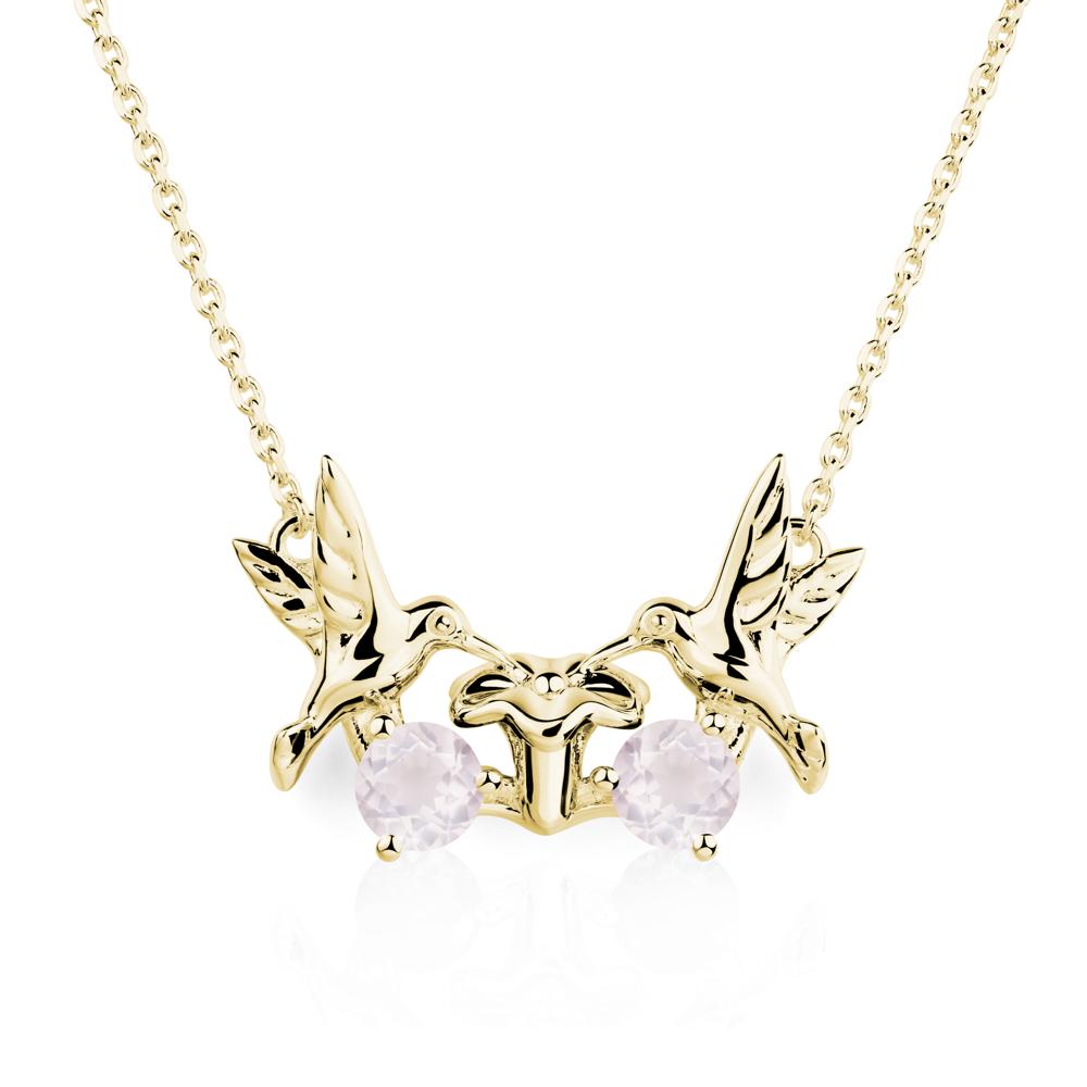 Rose Quartz Two Stone Hummingbird Necklace | LUO Jewelry #metal_18k yellow gold