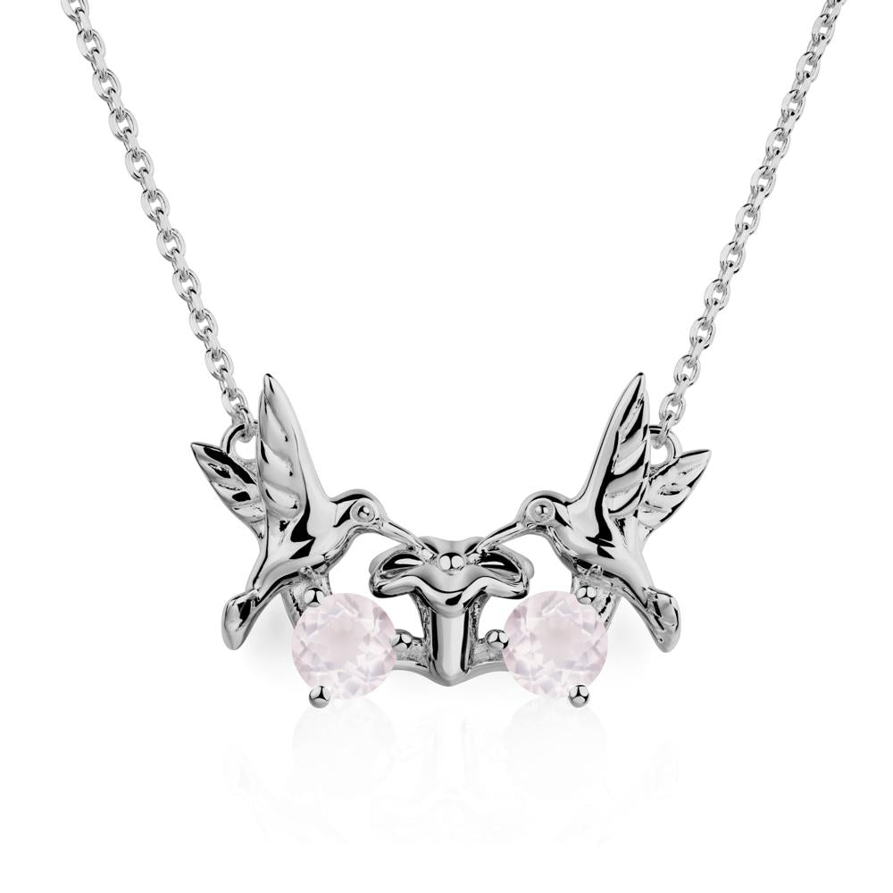 Rose Quartz Two Stone Hummingbird Necklace | LUO Jewelry #metal_platinum