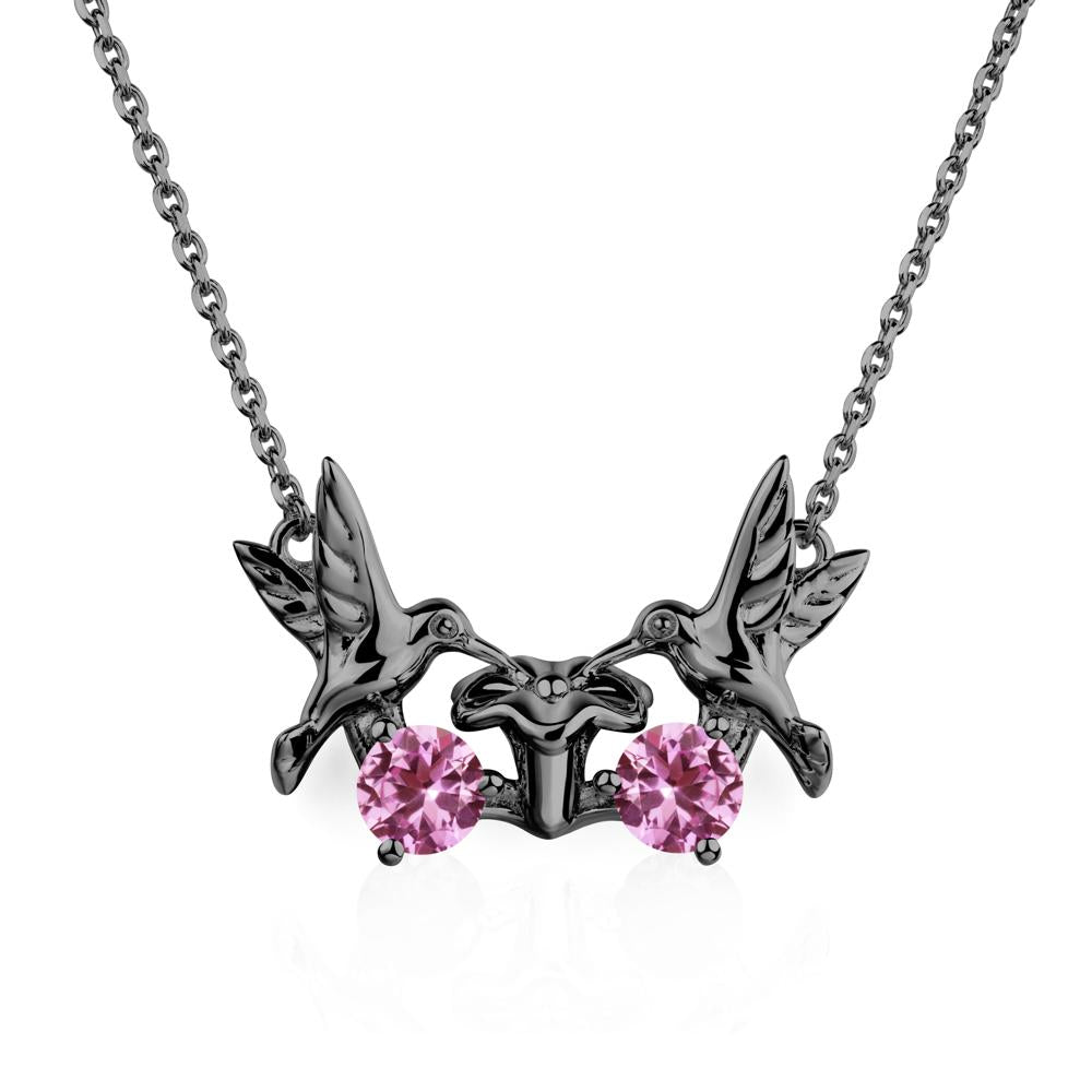 Pink Sapphire Necklace Hummingbird | LUO Jewelry #metal_black finish sterling silver