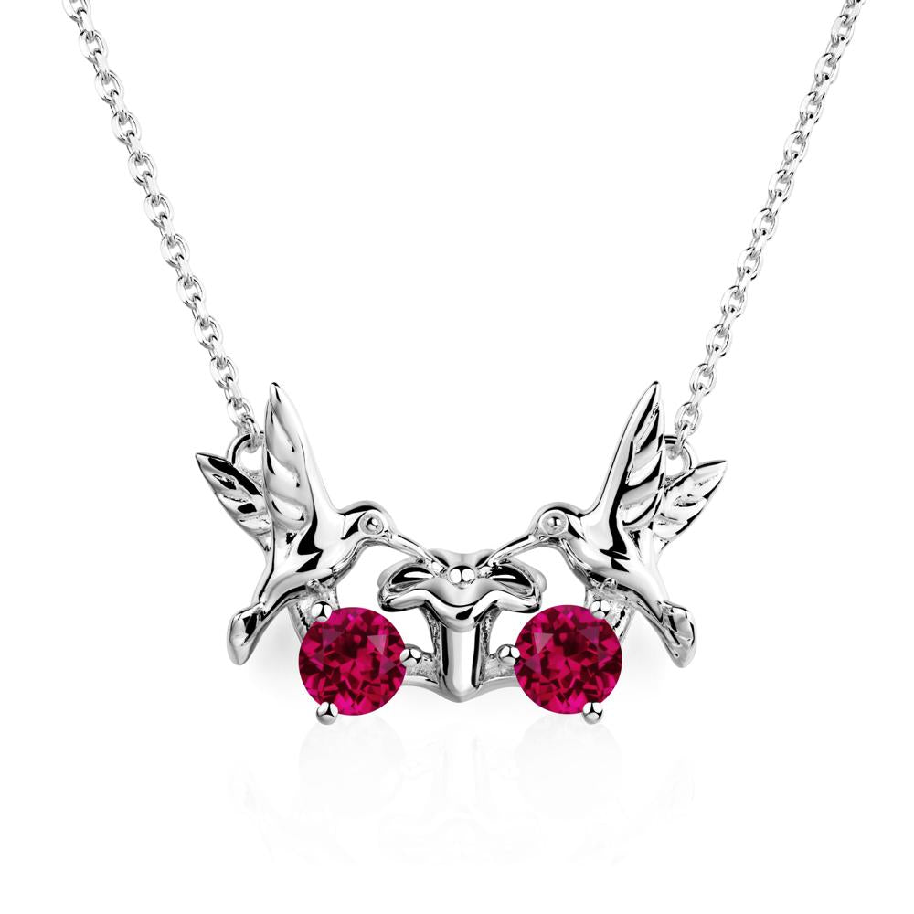 Ruby Two Stone Hummingbird Necklace | LUO Jewelry #metal_sterling silver