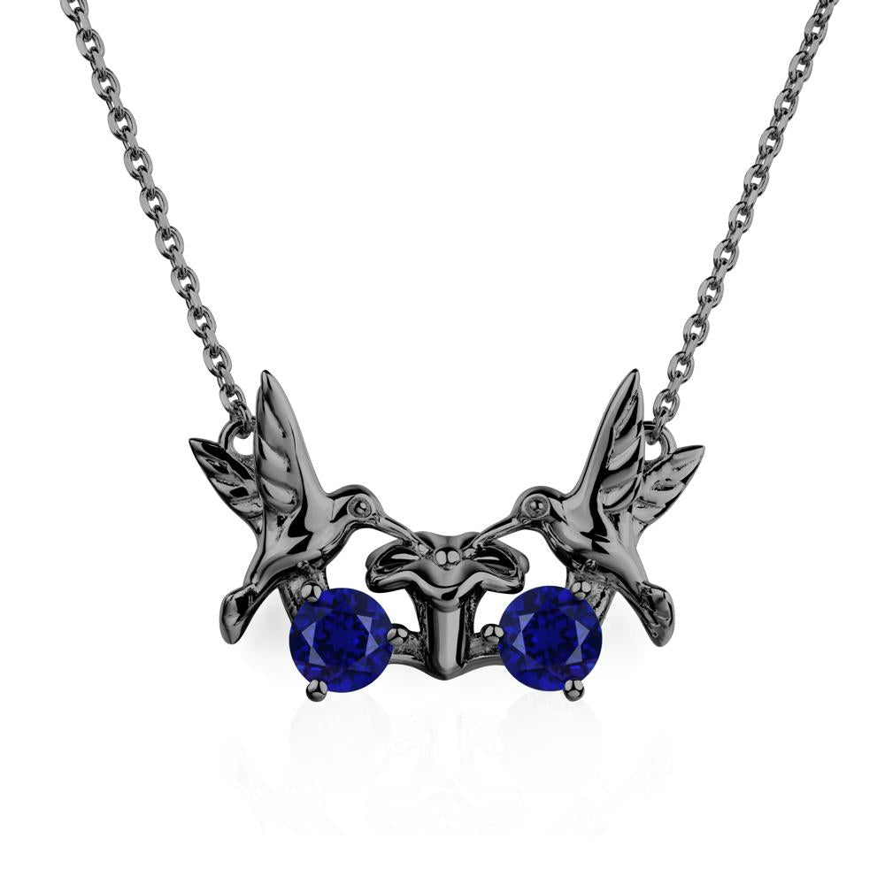 Sapphire Necklace Hummingbird | LUO Jewelry #metal_black finish sterling silver