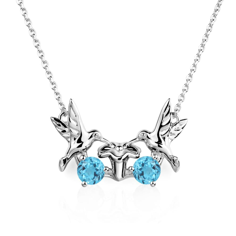 Swiss Blue Topaz Necklace Hummingbird | LUO Jewelry #metal_sterling silver