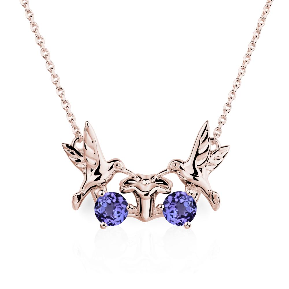 Tanzanite Two Stone Hummingbird Necklace | LUO Jewelry #metal_14k rose gold