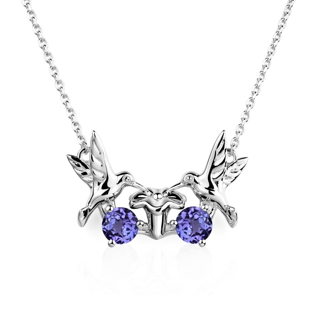 Tanzanite Two Stone Hummingbird Necklace | LUO Jewelry #metal_14k white gold