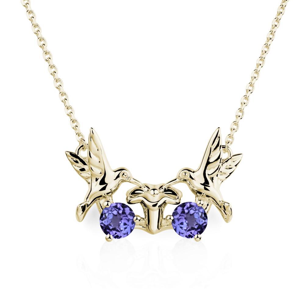 Tanzanite Two Stone Hummingbird Necklace | LUO Jewelry #metal_14k yellow gold