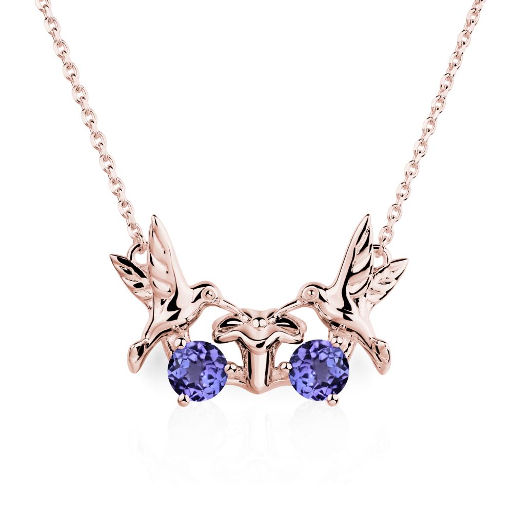 Tanzanite Two Stone Hummingbird Necklace | LUO Jewelry #metal_18k rose gold