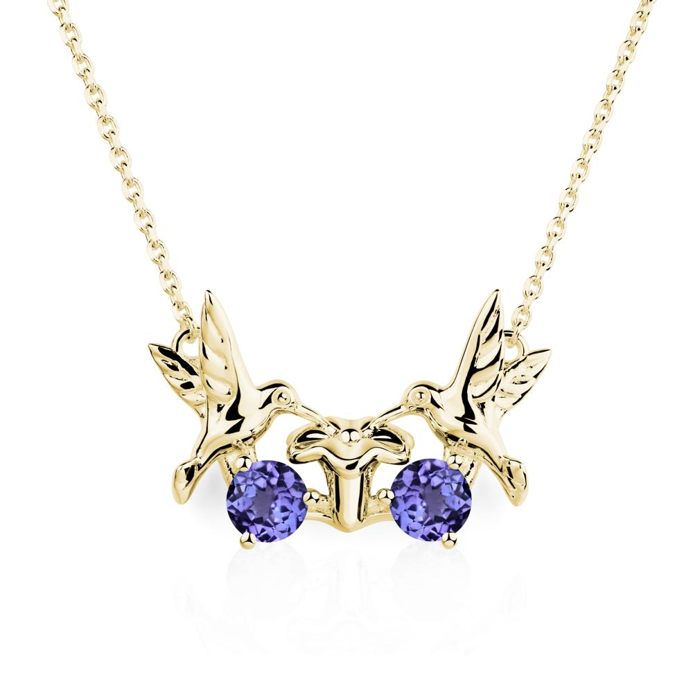 Tanzanite Two Stone Hummingbird Necklace | LUO Jewelry #metal_18k yellow gold