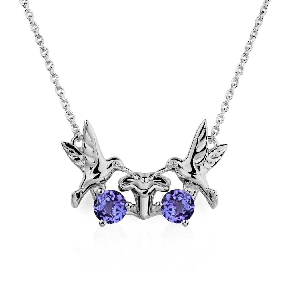 Tanzanite Two Stone Hummingbird Necklace | LUO Jewelry #metal_platinum