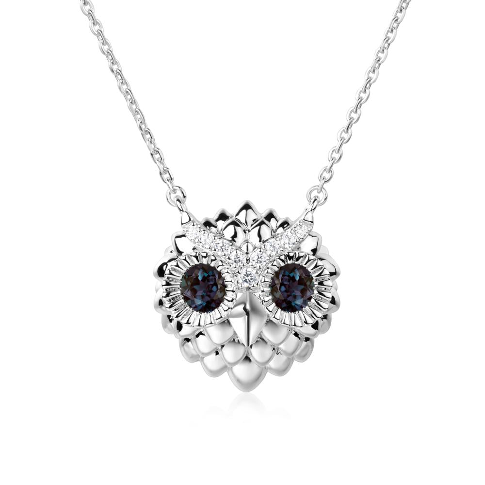 Alexandrite Owl Necklace - LUO Jewelry #metal_14k white gold