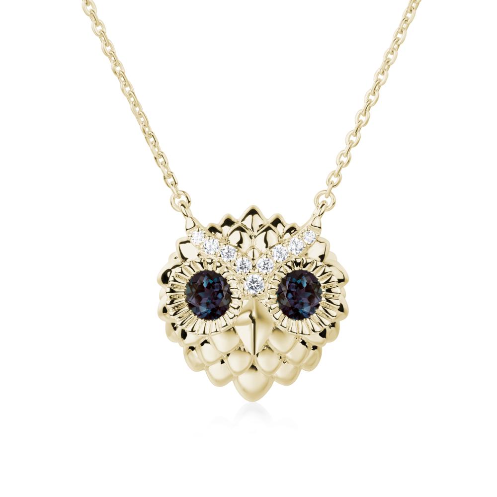 Alexandrite Owl Necklace - LUO Jewelry #metal_14k yellow gold