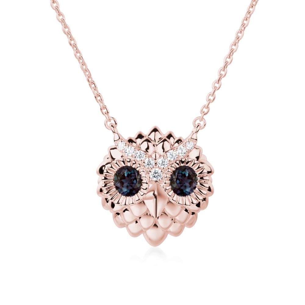 Alexandrite Owl Necklace - LUO Jewelry #metal_18k rose gold