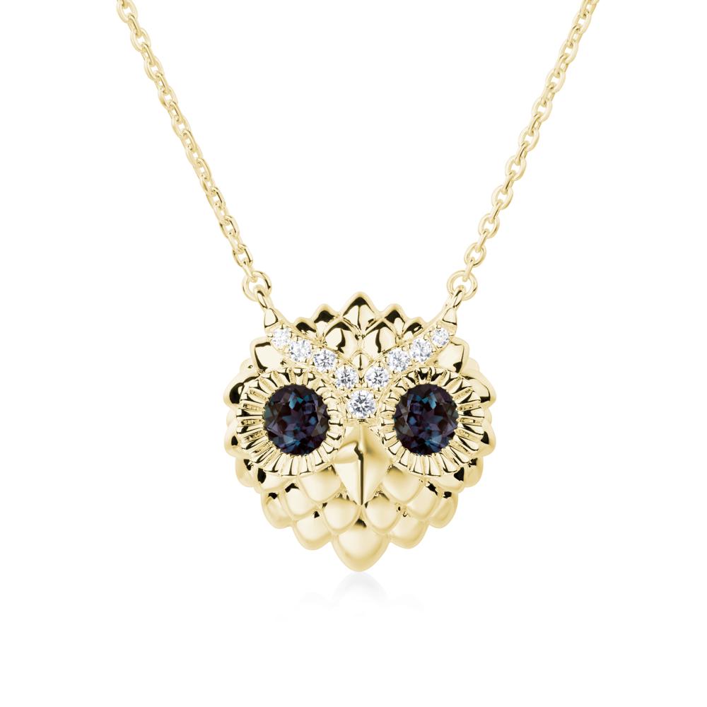 Alexandrite Owl Necklace - LUO Jewelry #metal_18k yellow gold