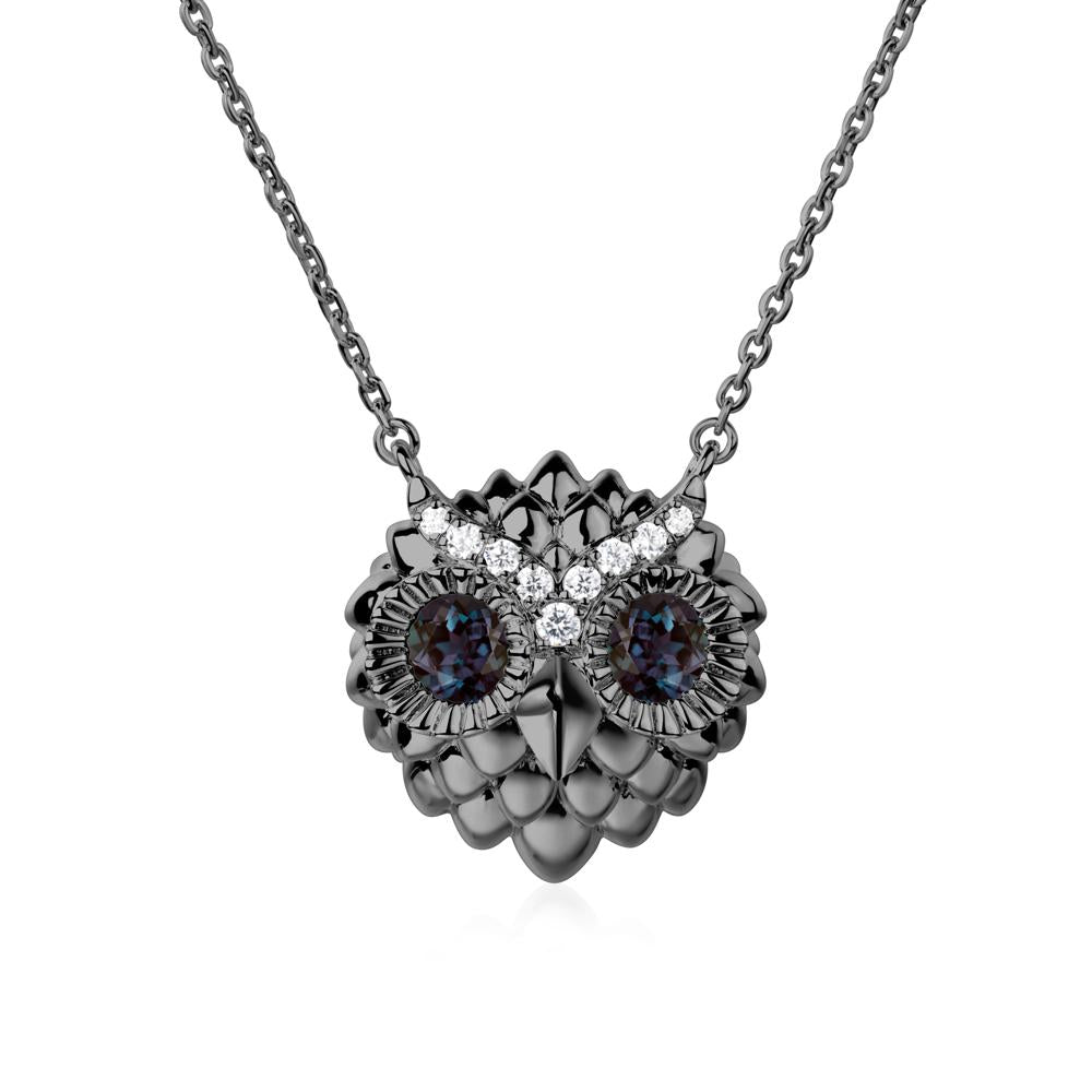 Alexandrite Owl Necklace - LUO Jewelry #metal_black finish sterling silver