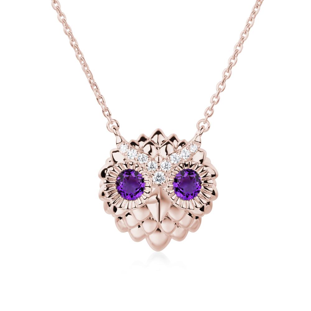 Amethyst Owl Necklace - LUO Jewelry #metal_14k rose gold