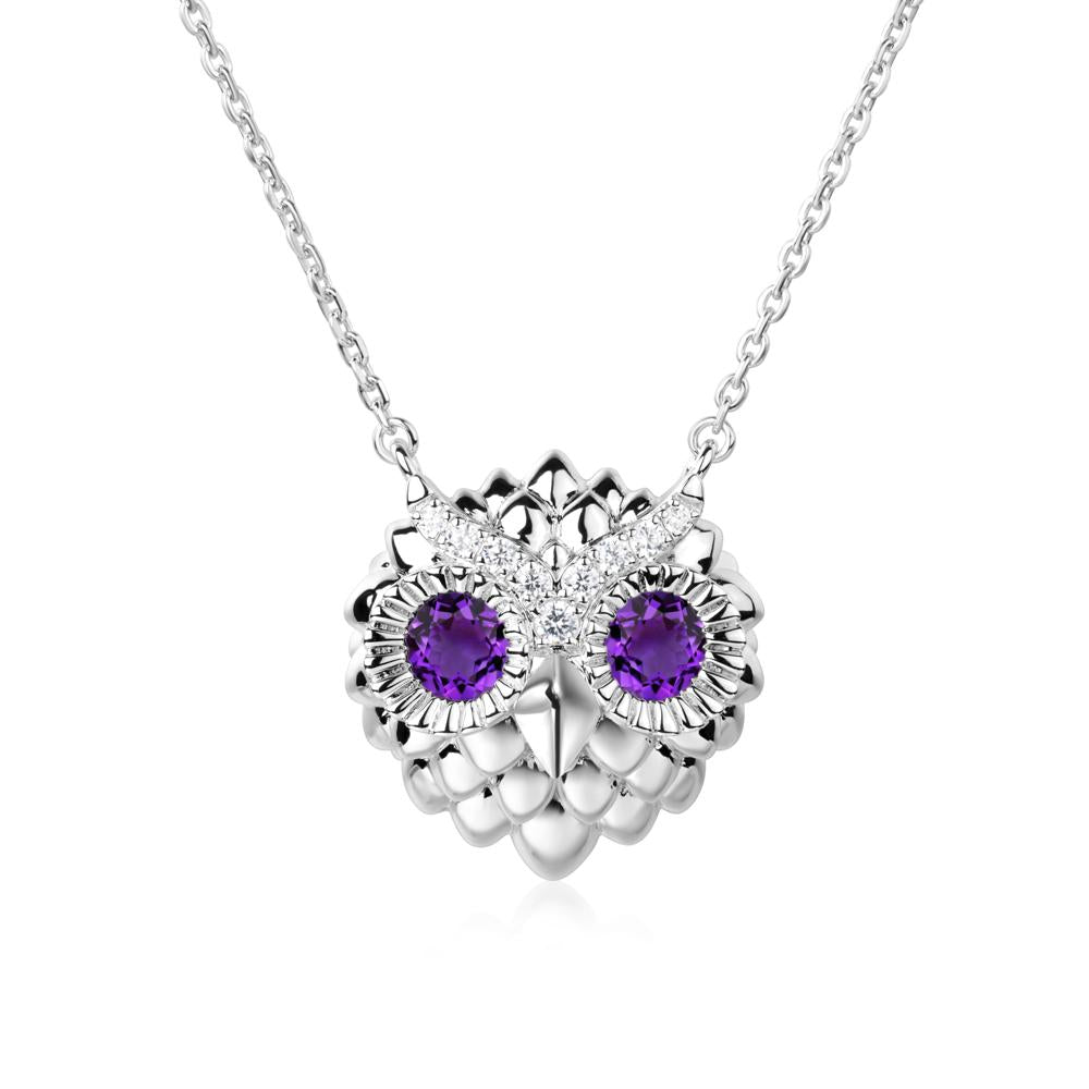 Amethyst Owl Necklace - LUO Jewelry #metal_14k white gold