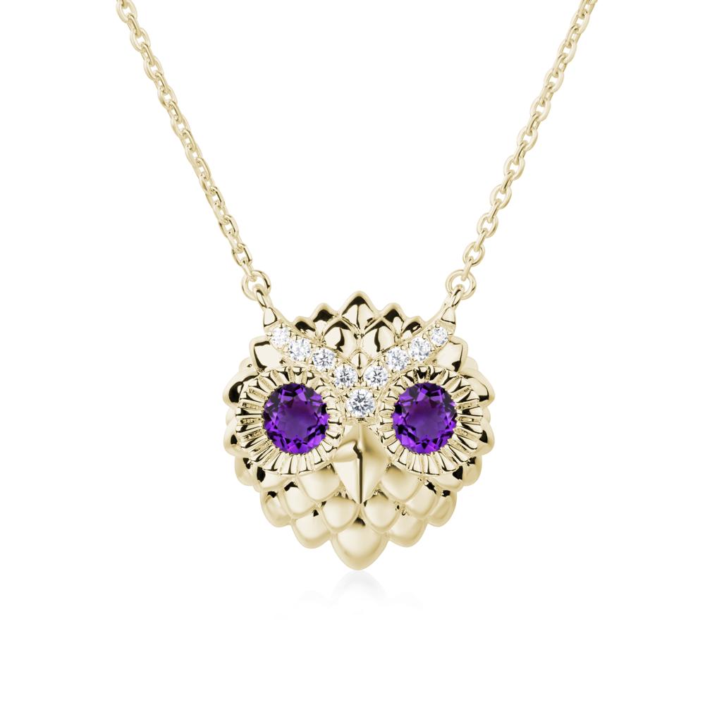 Amethyst Owl Necklace - LUO Jewelry #metal_14k yellow gold