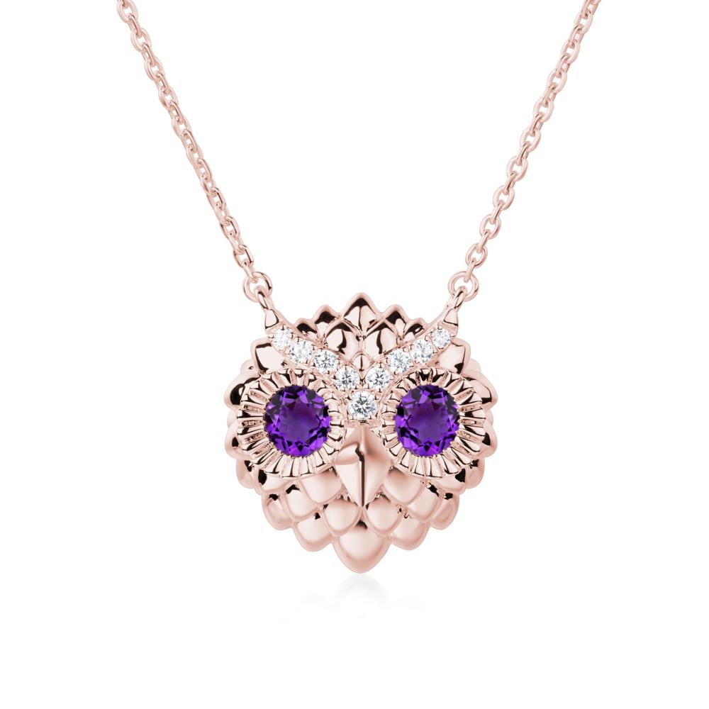 Amethyst Owl Necklace - LUO Jewelry #metal_18k rose gold