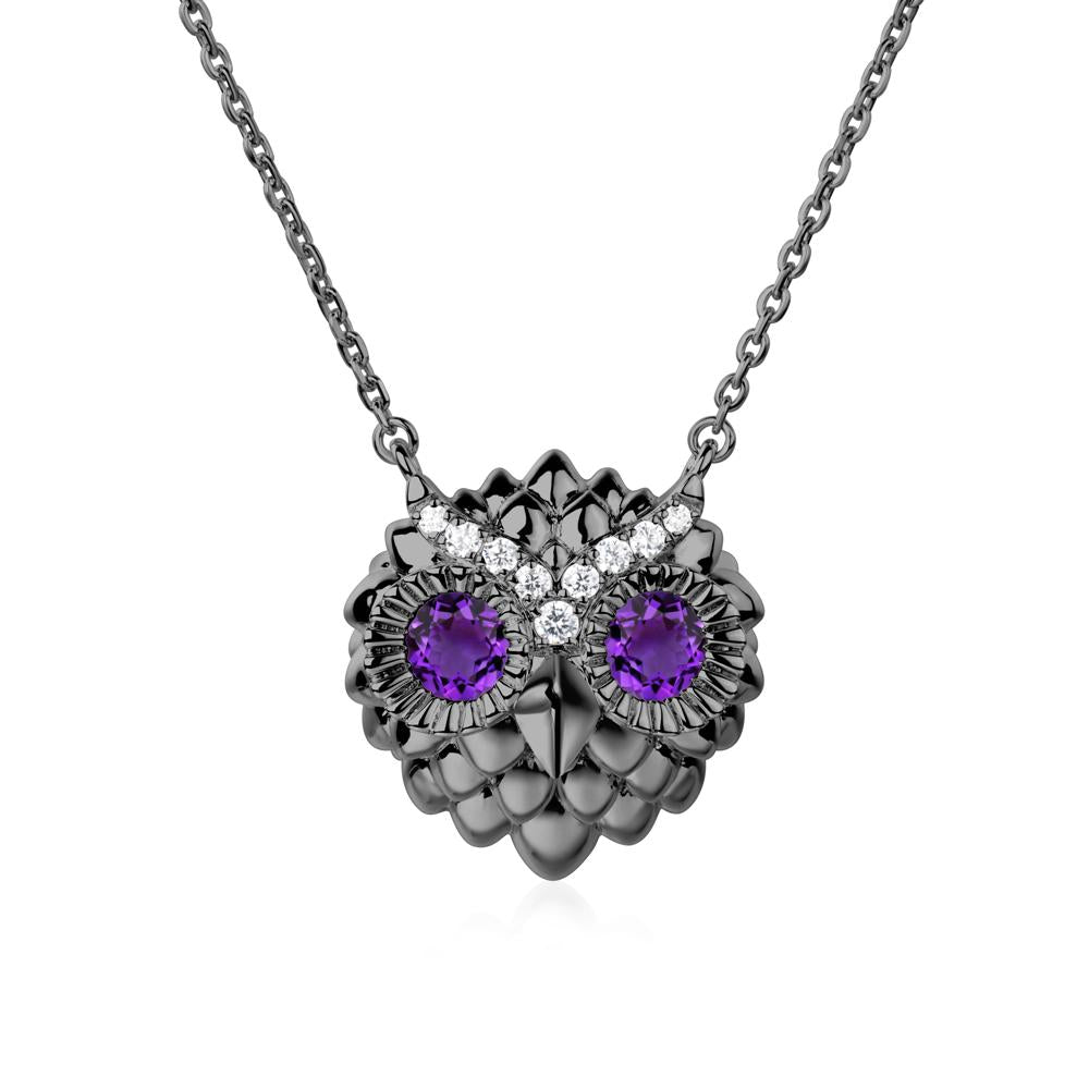 Amethyst Owl Necklace - LUO Jewelry #metal_black finish sterling silver