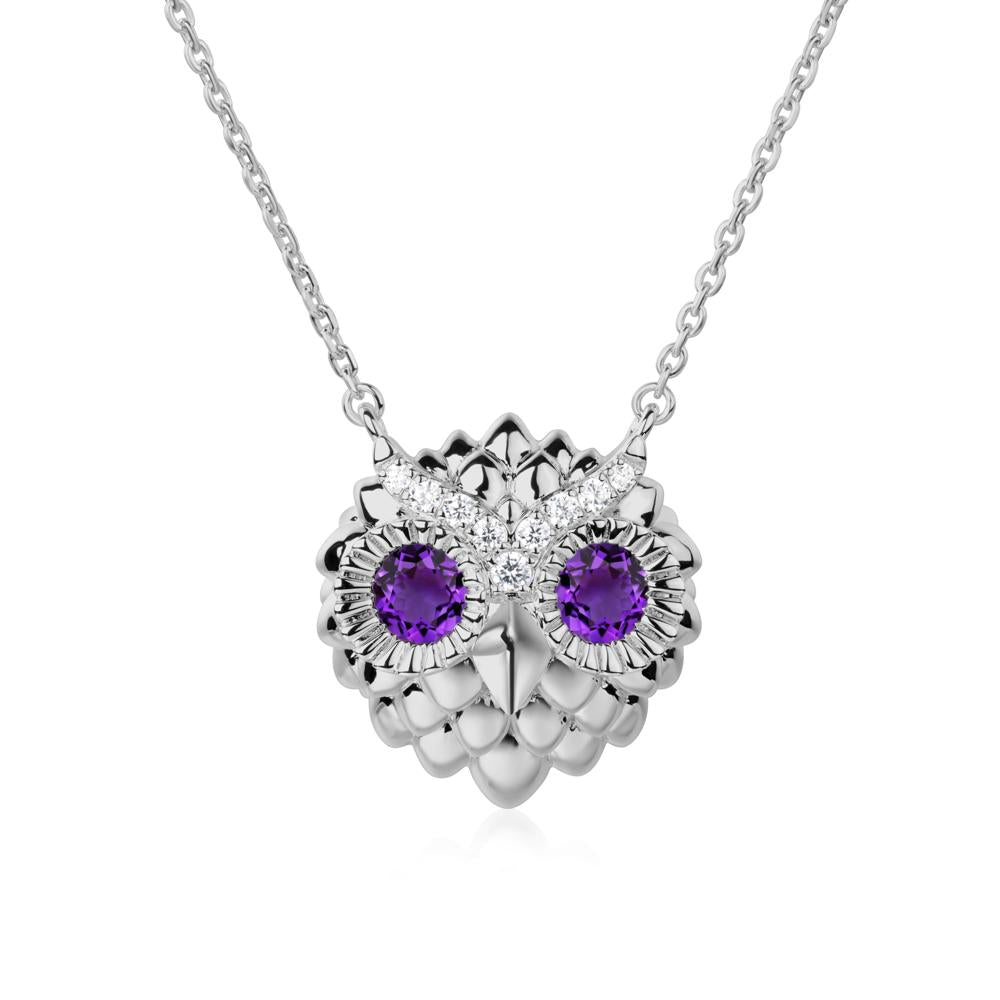 Amethyst Owl Necklace - LUO Jewelry #metal_platinum