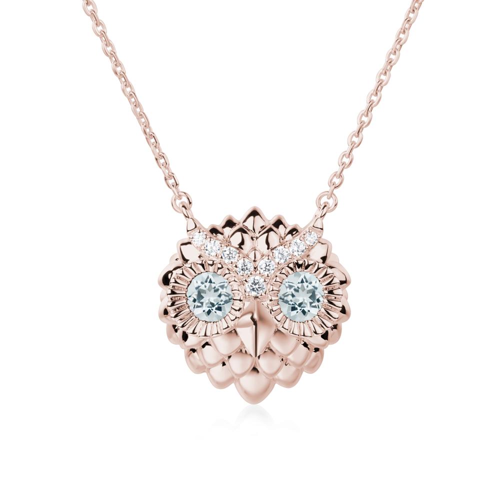 Aquamarine Owl Necklace - LUO Jewelry #metal_14k rose gold