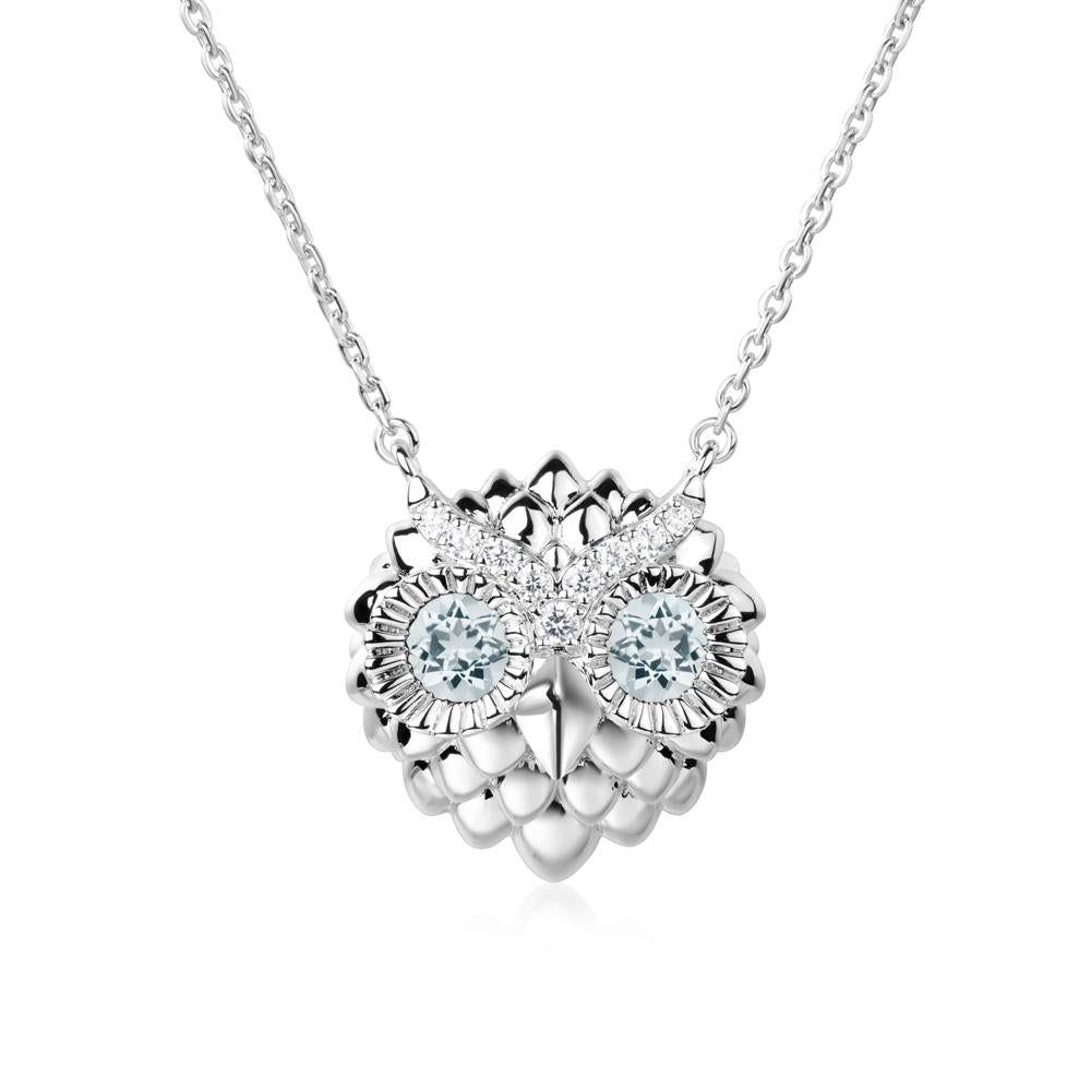 Aquamarine Owl Necklace - LUO Jewelry #metal_14k white gold