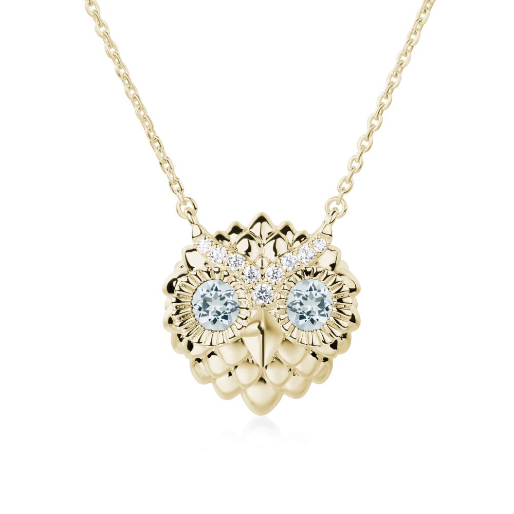 Aquamarine Owl Necklace - LUO Jewelry #metal_14k yellow gold