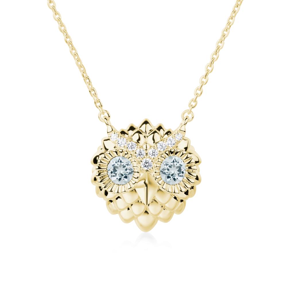 Aquamarine Owl Necklace - LUO Jewelry #metal_18k yellow gold