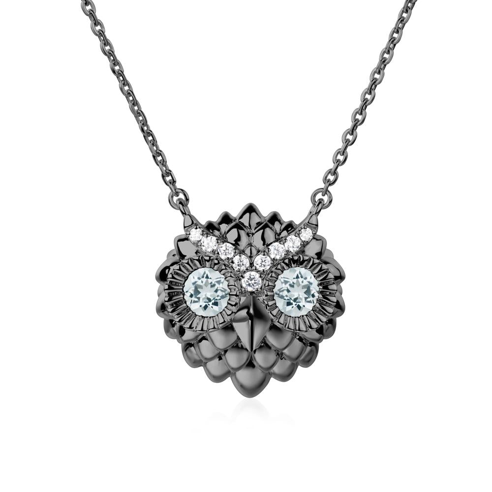 Aquamarine Owl Necklace - LUO Jewelry #metal_black finish sterling silver