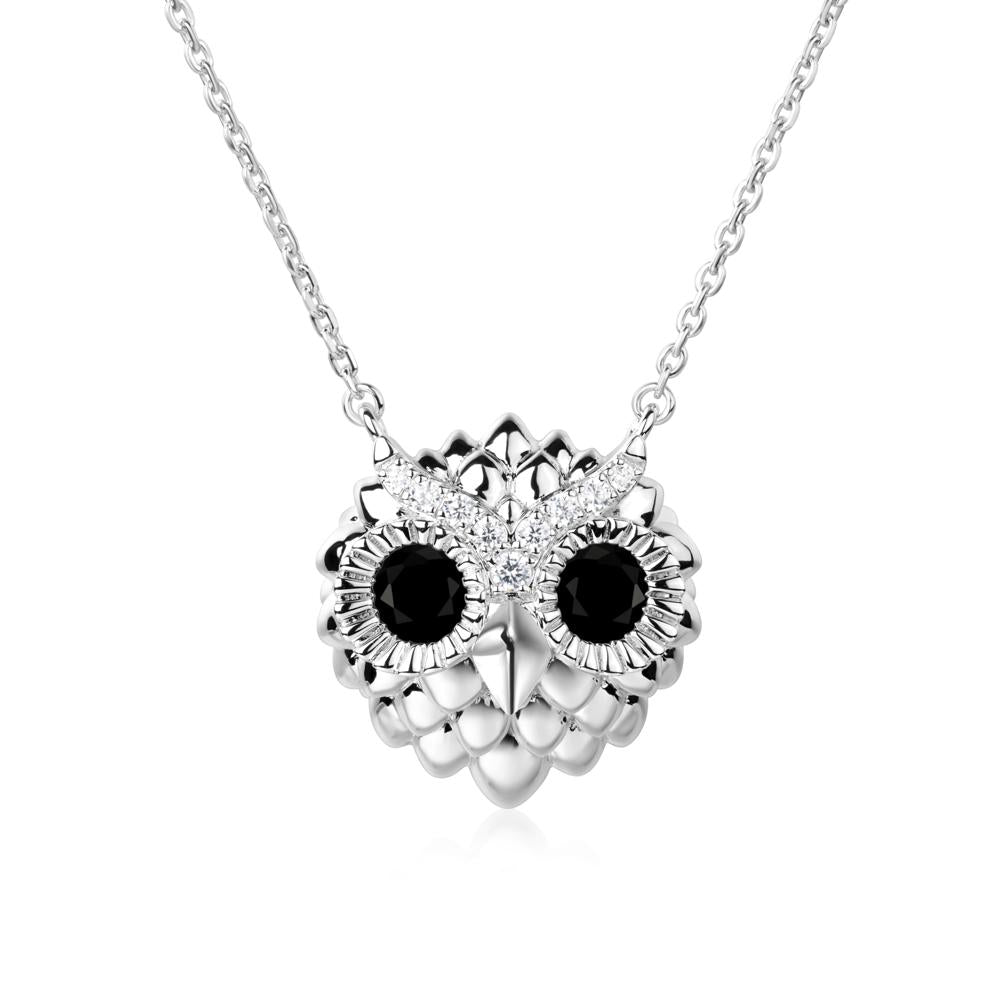 Black Spinel Owl Necklace - LUO Jewelry #metal_14k white gold