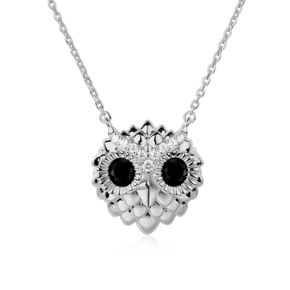 Black Spinel Owl Necklace - LUO Jewelry #metal_platinum