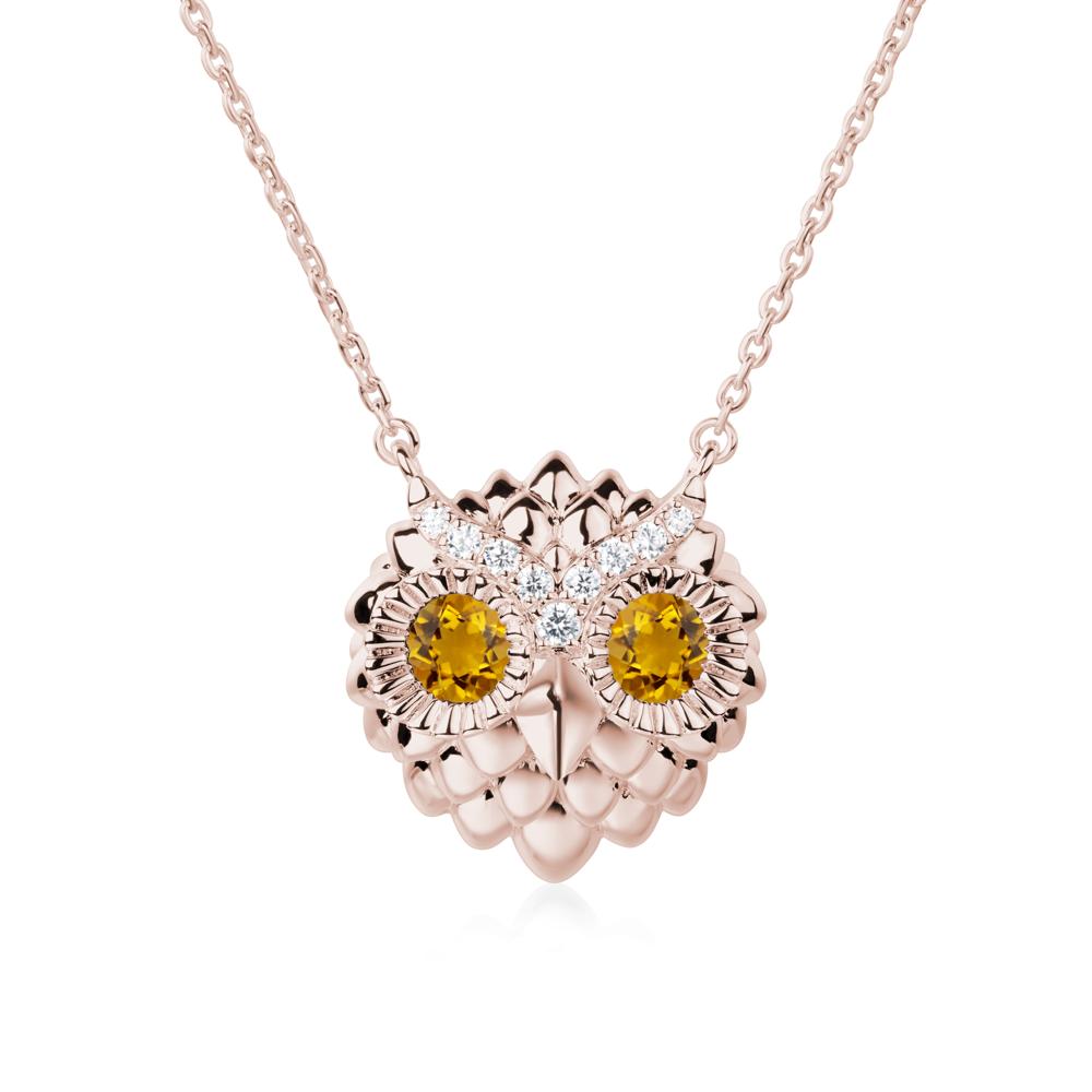 Citrine Owl Necklace - LUO Jewelry #metal_14k rose gold