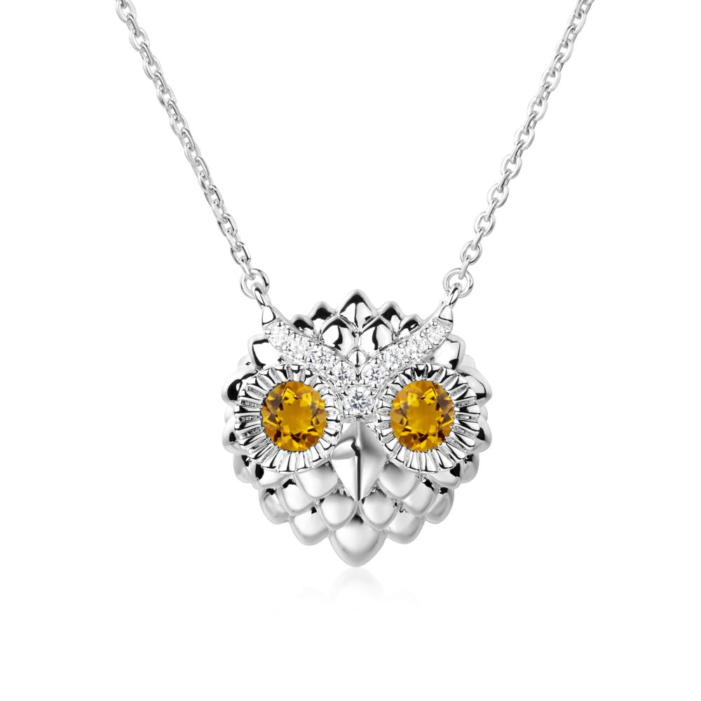 Citrine Owl Necklace - LUO Jewelry #metal_14k white gold