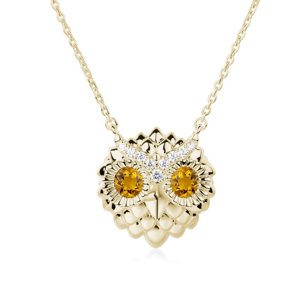 Citrine Owl Necklace - LUO Jewelry #metal_14k yellow gold