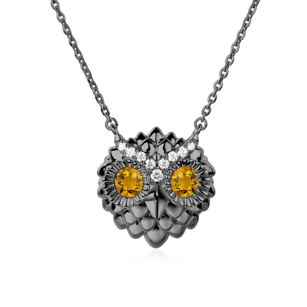 Citrine Owl Necklace - LUO Jewelry #metal_black finish sterling silver