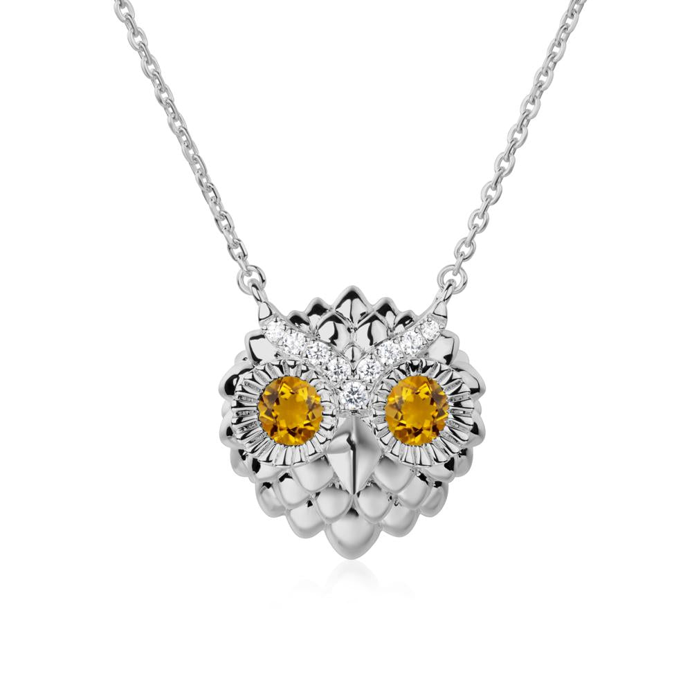 Citrine Owl Necklace - LUO Jewelry #metal_platinum