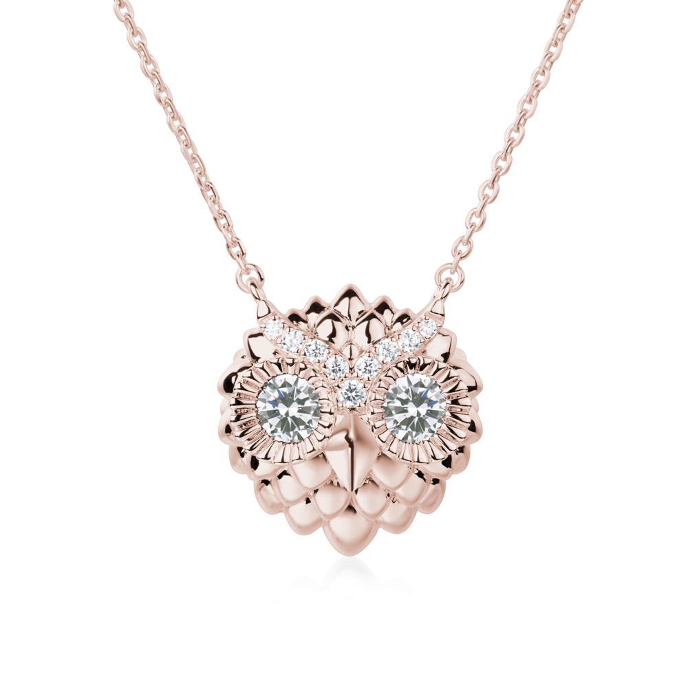 Cubic Zirconia Owl Necklace - LUO Jewelry #metal_14k rose gold