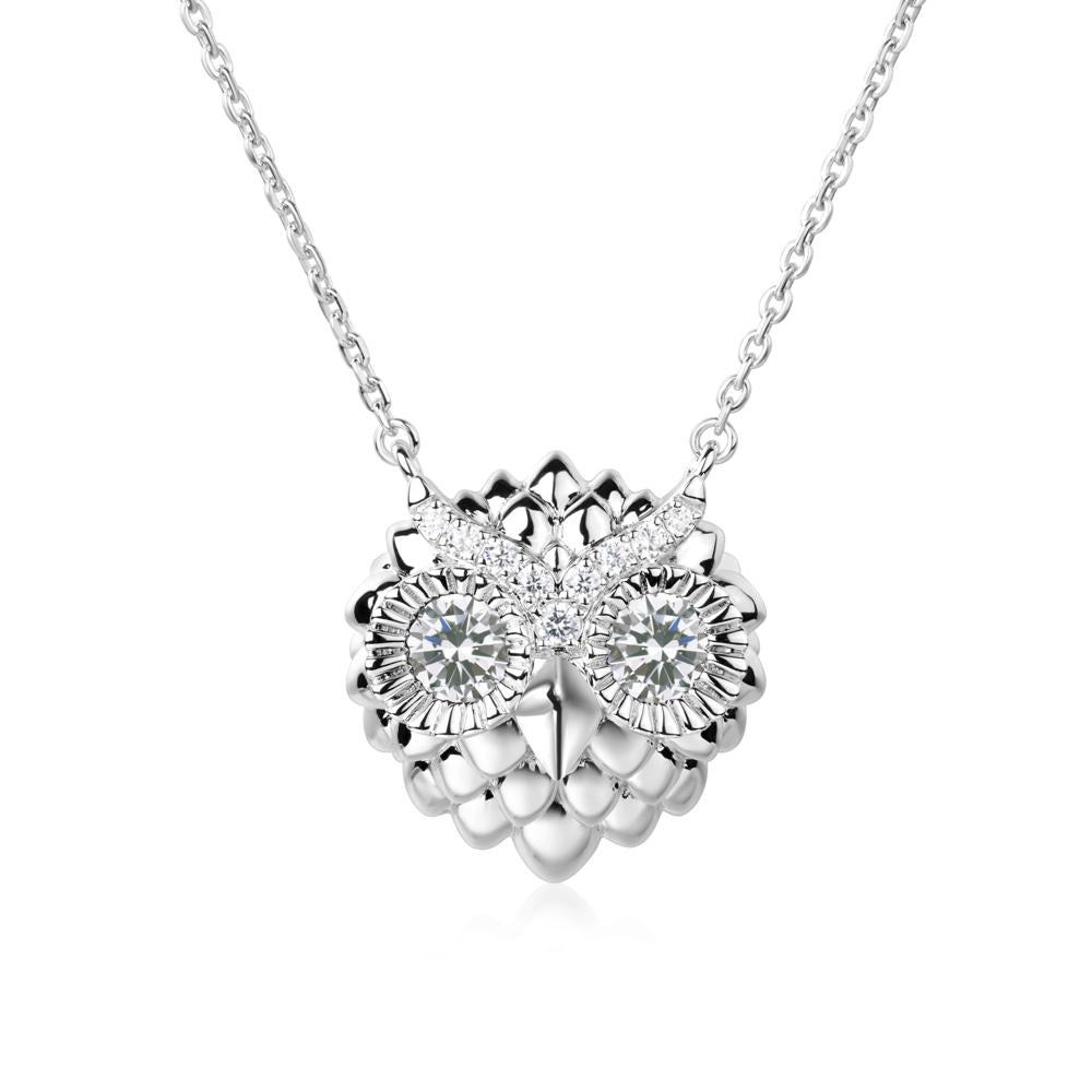 Cubic Zirconia Owl Necklace - LUO Jewelry #metal_14k white gold