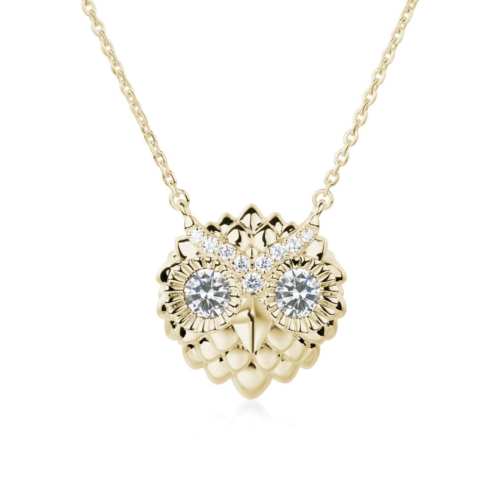 Cubic Zirconia Owl Necklace - LUO Jewelry #metal_14k yellow gold