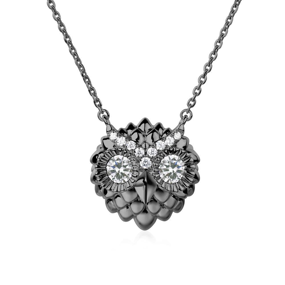 Cubic Zirconia Owl Necklace - LUO Jewelry #metal_black finish sterling silver