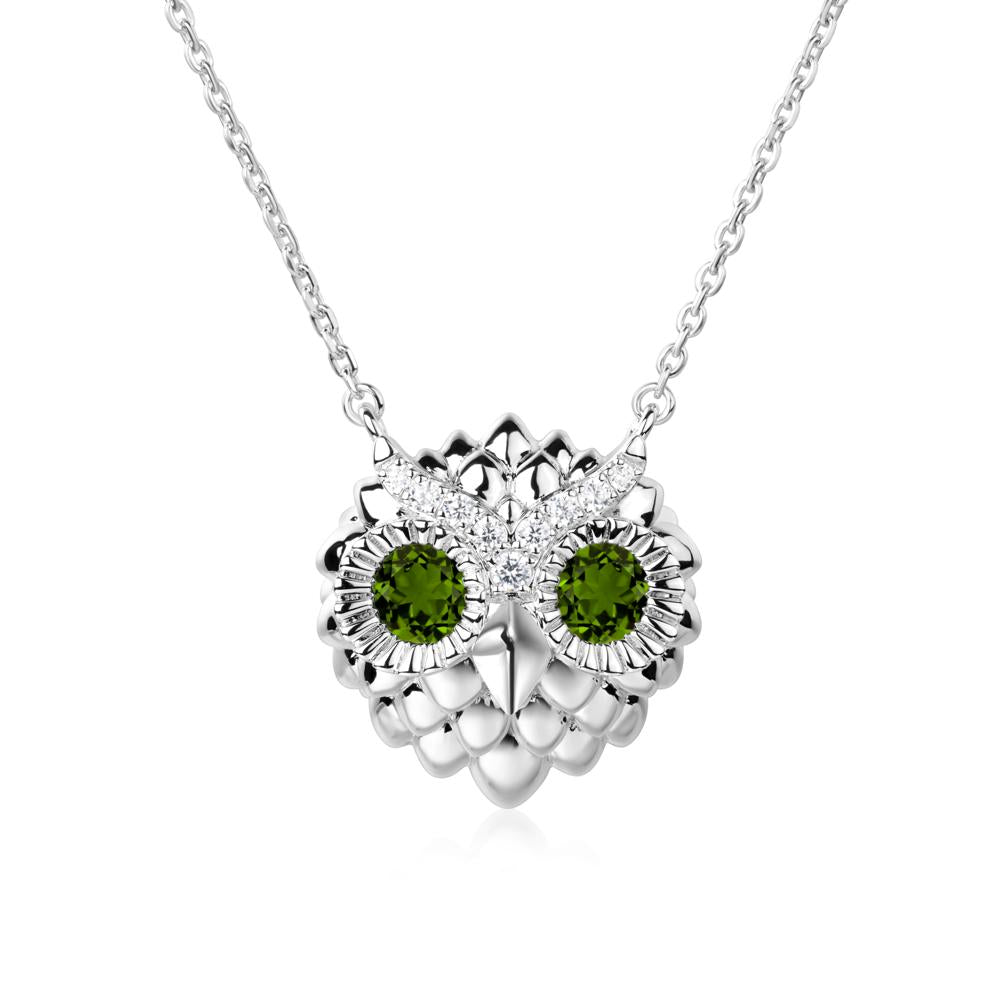 Diopside Owl Necklace - LUO Jewelry #metal_14k white gold