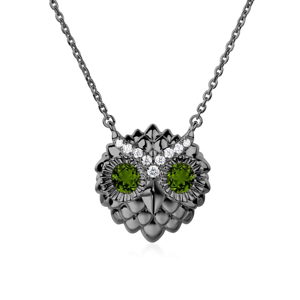 Diopside Owl Necklace - LUO Jewelry #metal_black finish sterling silver