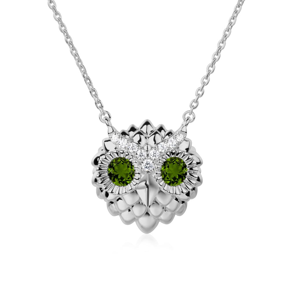 Diopside Owl Necklace - LUO Jewelry #metal_platinum