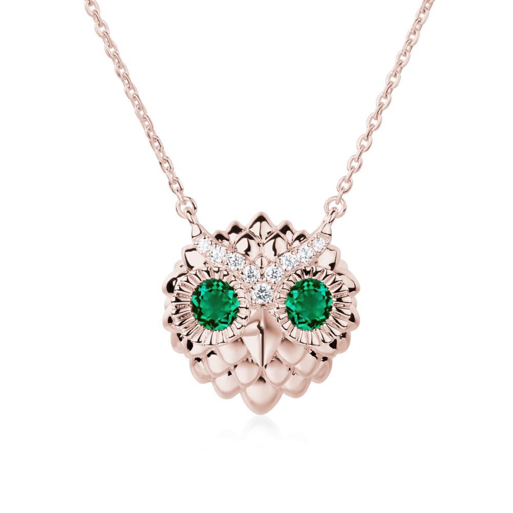 Emerald Owl Necklace - LUO Jewelry #metal_14k rose gold